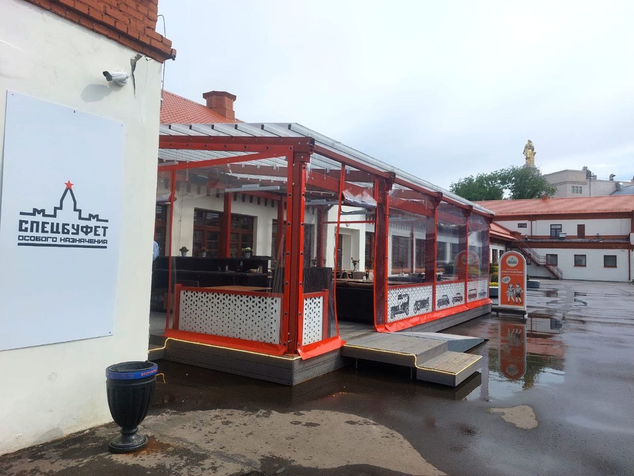 ПВХ шторы для летней террасы кафе в Побединке