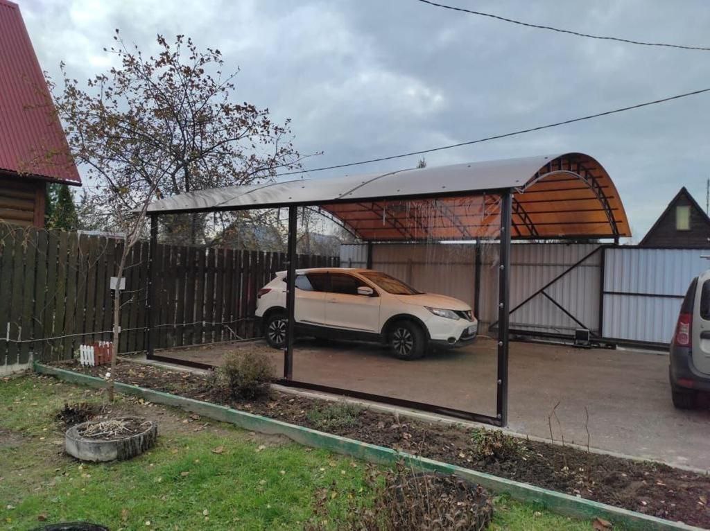 Прозрачные шторы ПВХ для навеса под автомобиль в Побединке